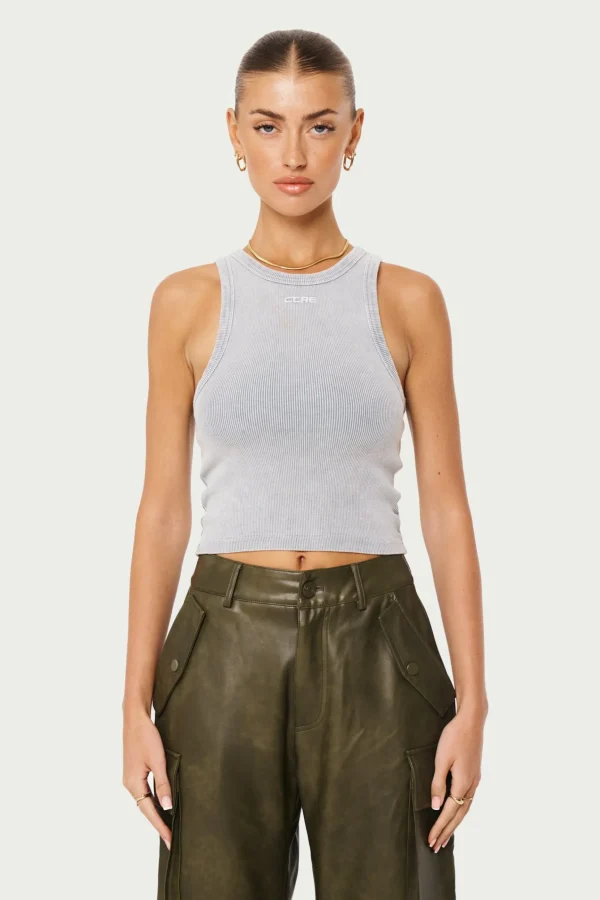 The Couture Club Acid Wash Ctre Rib Vest Top
