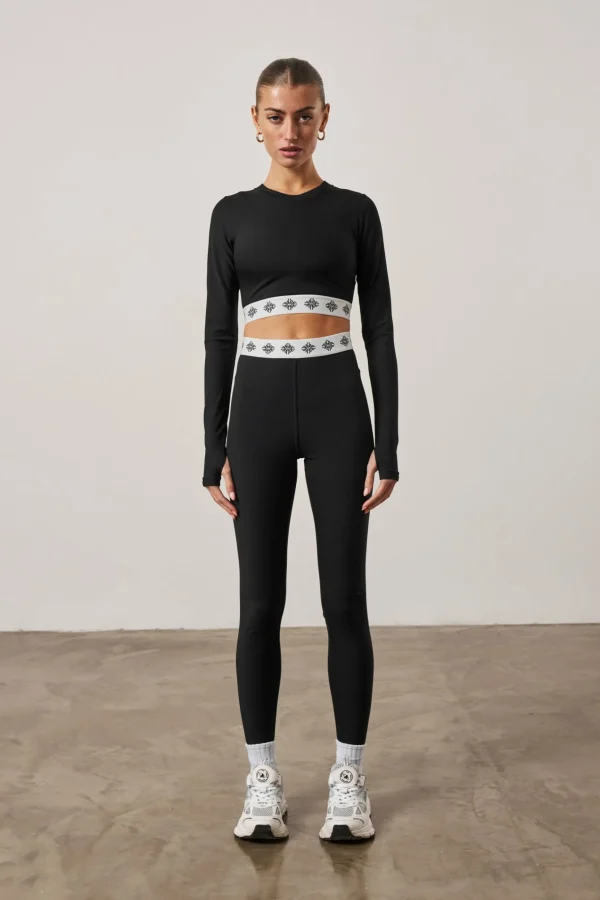 The Couture Club Branded Waistband Fitted Ribbed Top