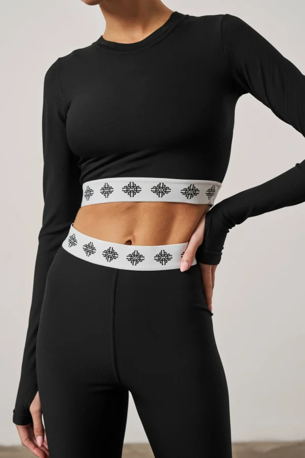 The Couture Club Branded Waistband Fitted Ribbed Top