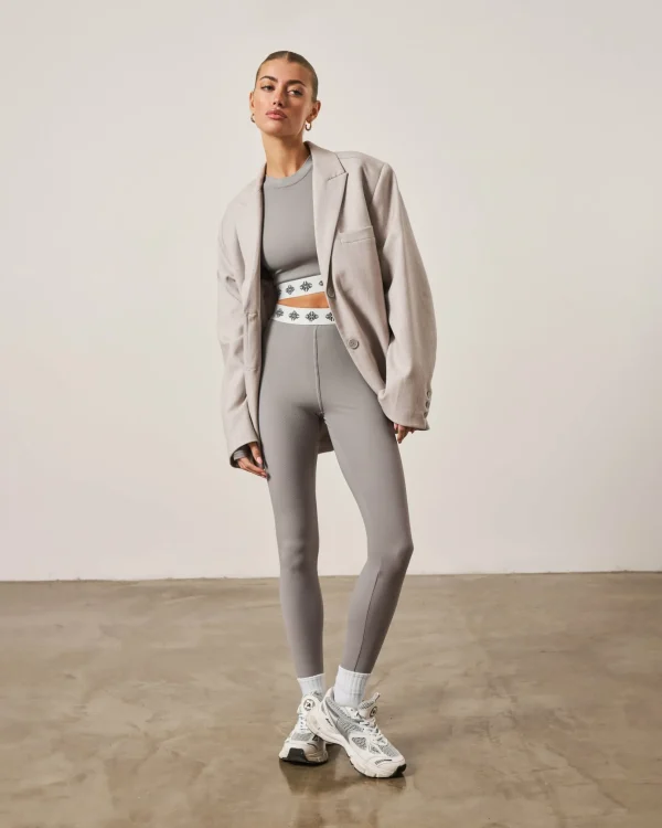 The Couture Club Branded Waistband Fitted Ribbed Top