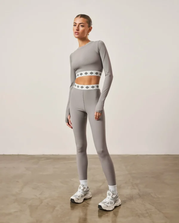 The Couture Club Branded Waistband Ribbed Leggings