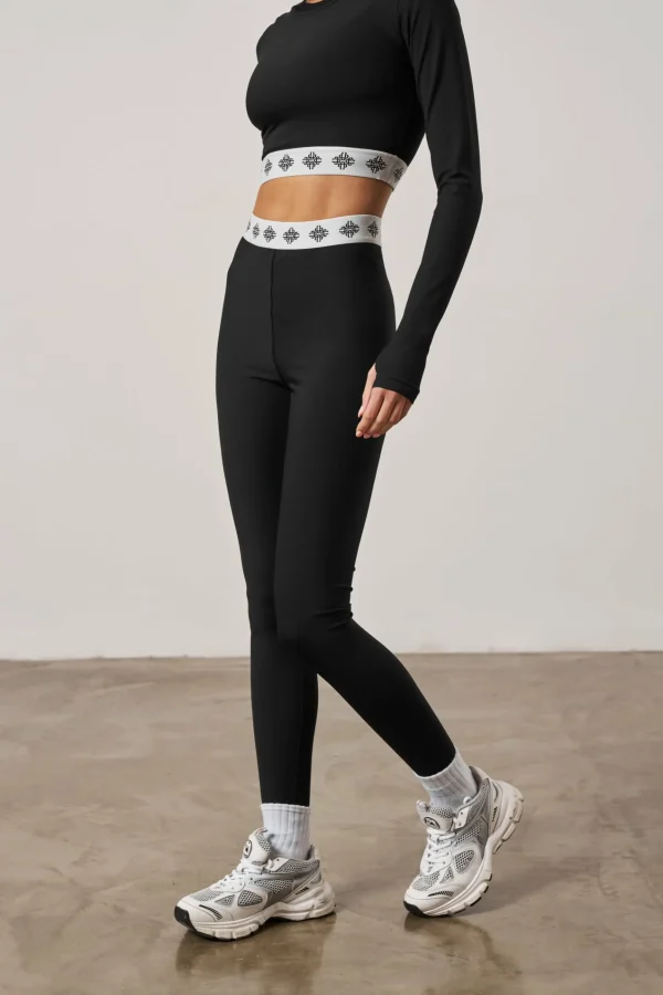 The Couture Club Branded Waistband Ribbed Leggings