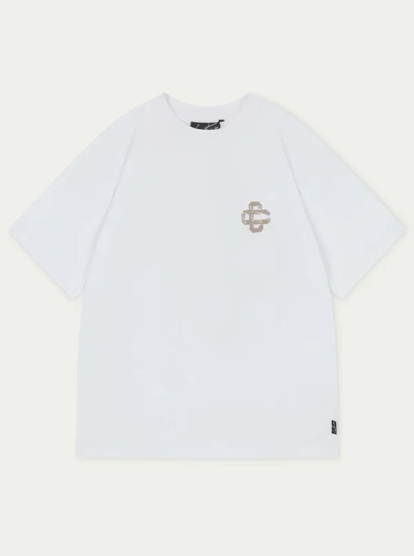 The Couture Club Brown Cracked Print Emblem Relaxed T-Shirt