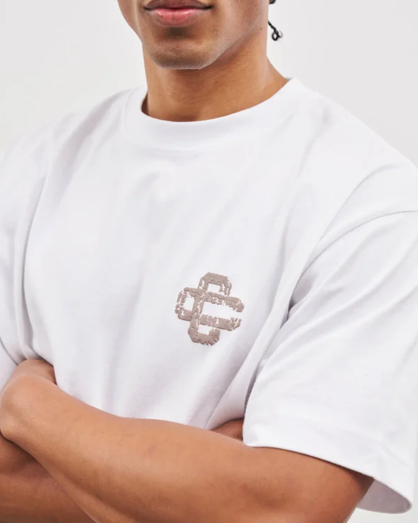 The Couture Club Brown Cracked Print Emblem Relaxed T-Shirt