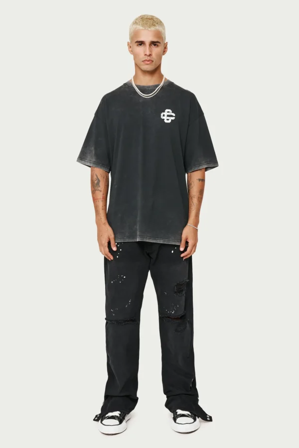 The Couture Club Cracked Print Emblem Relaxed T-Shirt