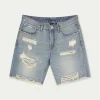 The Couture Club Distressed Raw Hem Denim Shorts