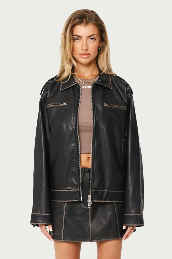 The Couture Club Distressed Vintage Biker Jacket