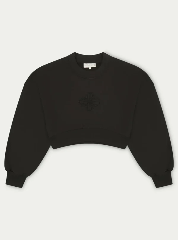 The Couture Club Emblem Applique Crop Sweatshirt