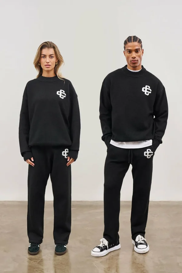 The Couture Club Fluffy Knit Emblem Crew