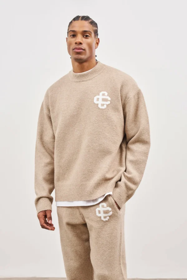 The Couture Club Fluffy Knit Emblem Crew