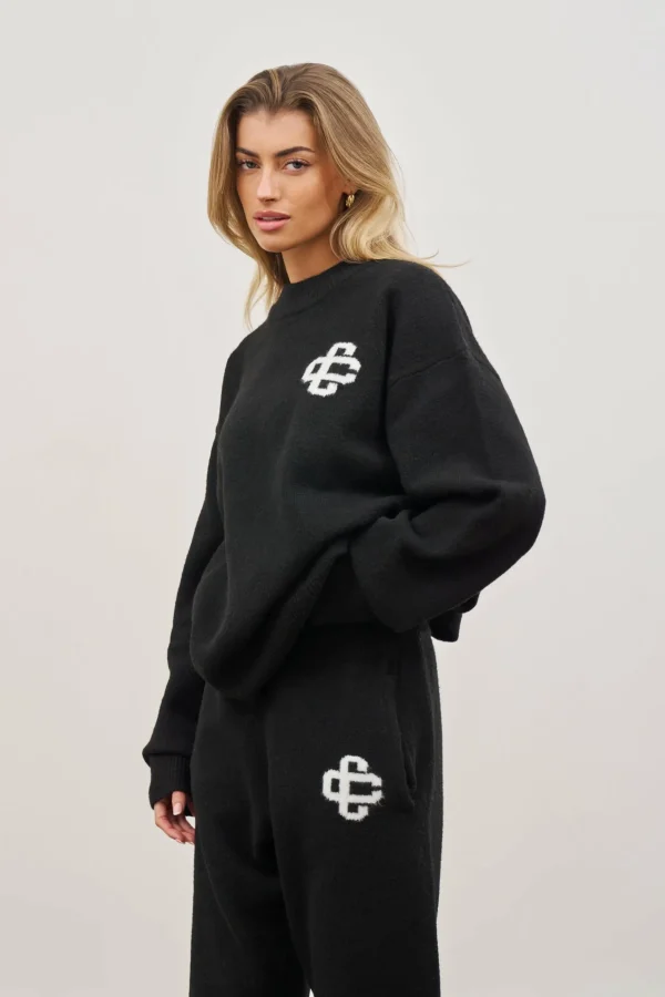 The Couture Club Fluffy Knit Emblem Crew