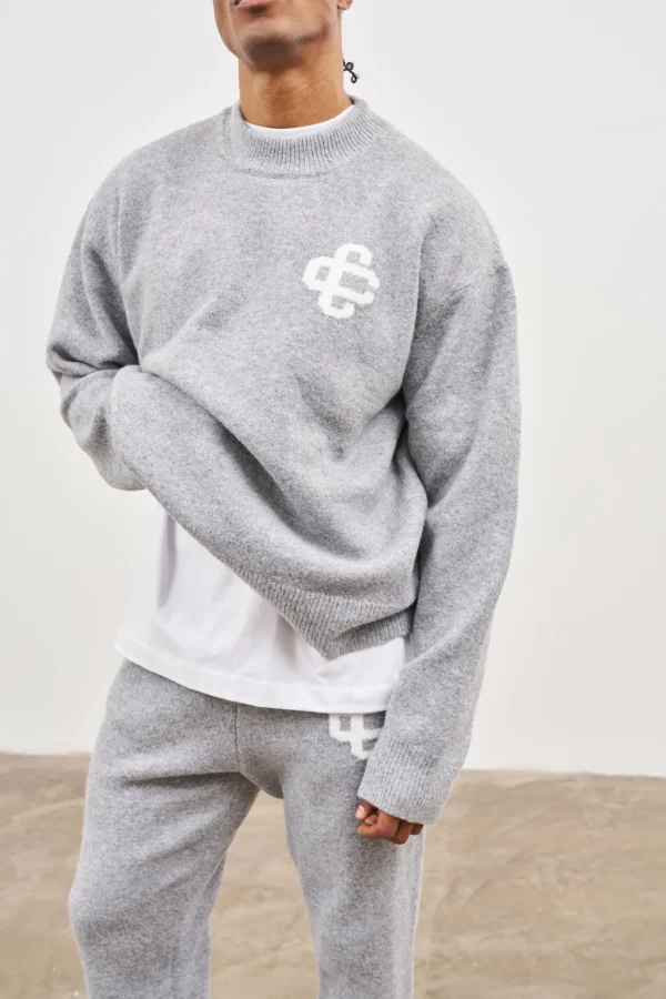 The Couture Club Fluffy Knit Emblem Crew