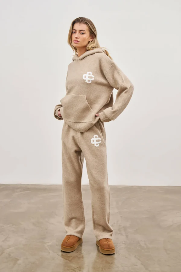 The Couture Club Fluffy Knit Emblem Joggers