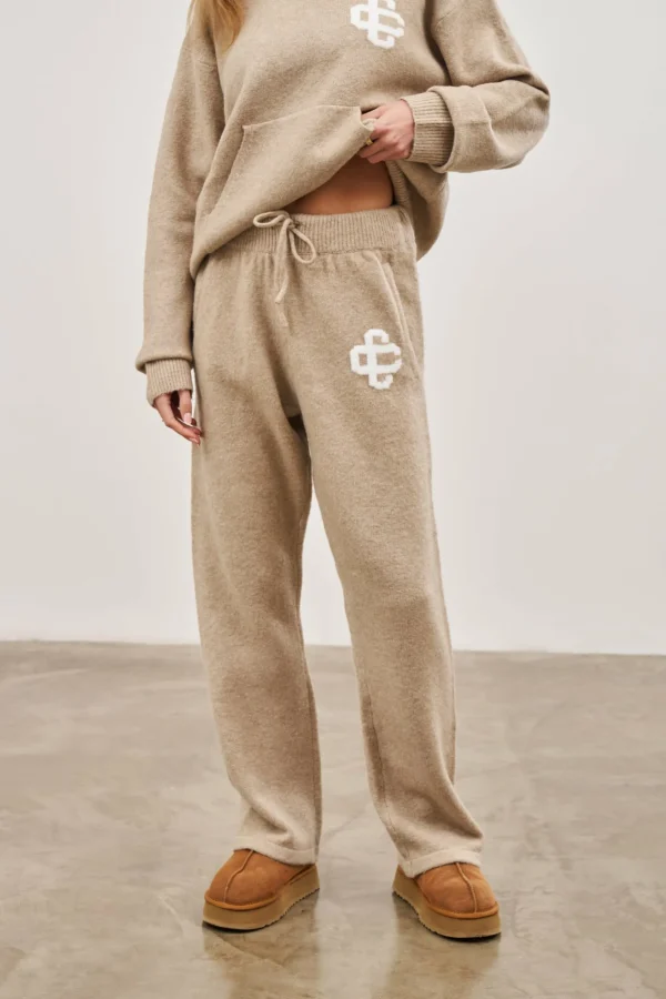 The Couture Club Fluffy Knit Emblem Joggers
