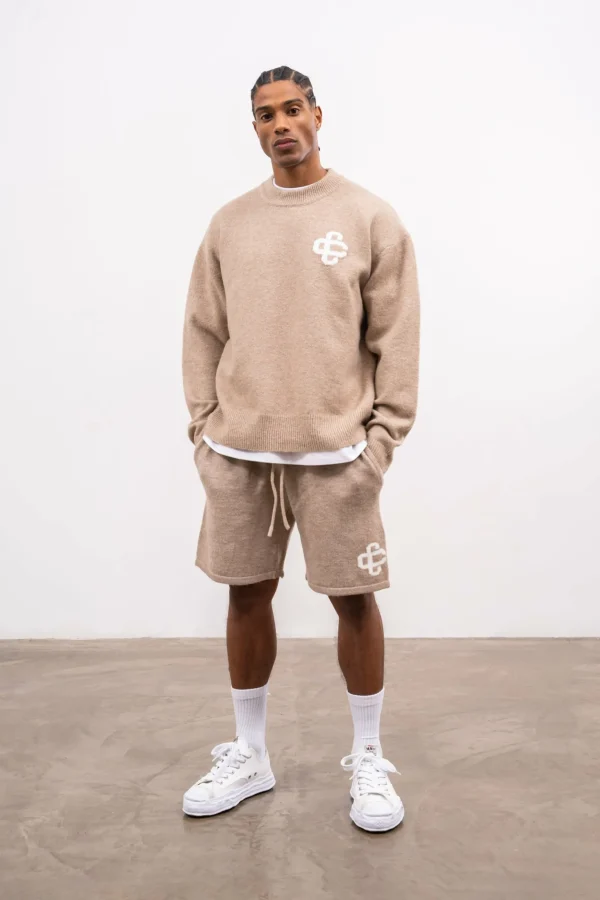 The Couture Club Fluffy Knit Emblem Shorts