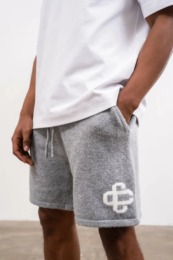 The Couture Club Fluffy Knit Emblem Shorts