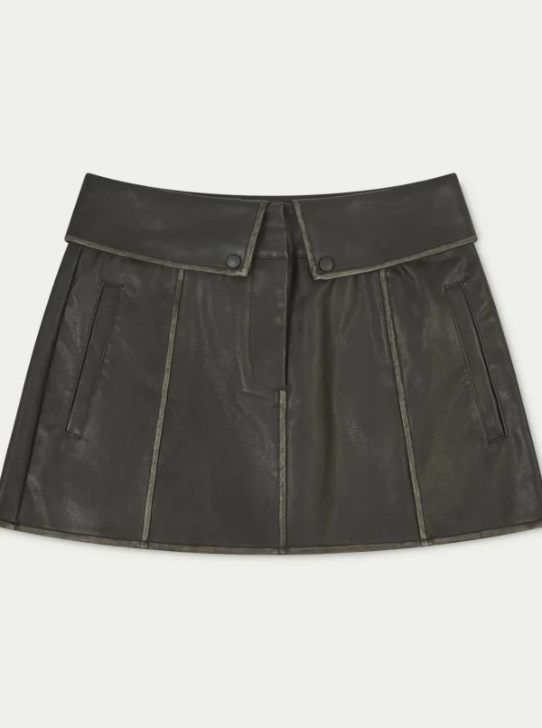The Couture Club Fold Over Waistband Faux Leather Mini Skirt