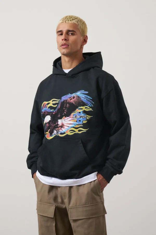 The Couture Club Graphic Flame Vintage Hoodie