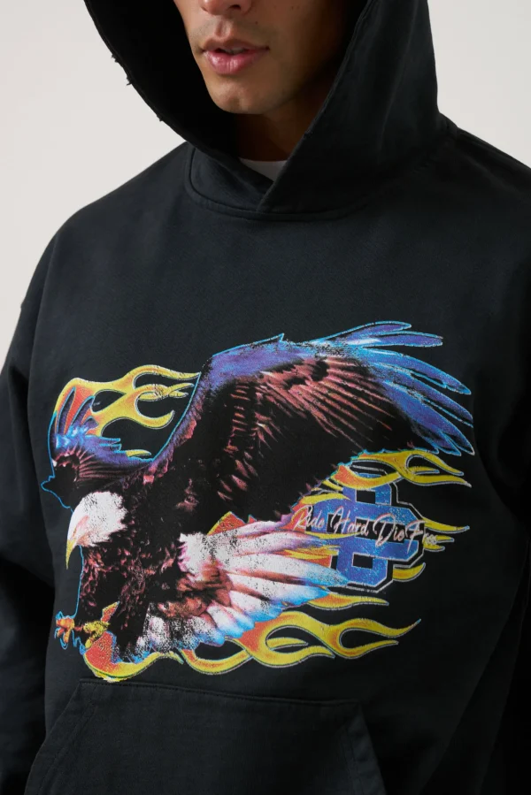 The Couture Club Graphic Flame Vintage Hoodie