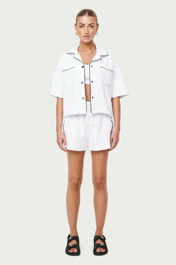 The Couture Club Heavyweight Towelled Resort Shirt- White