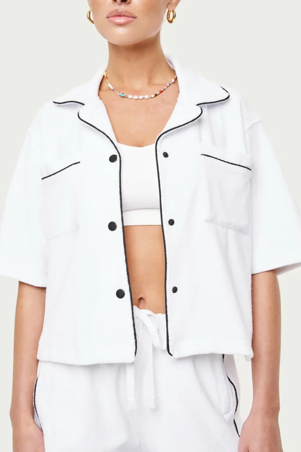 The Couture Club Heavyweight Towelled Resort Shirt- White