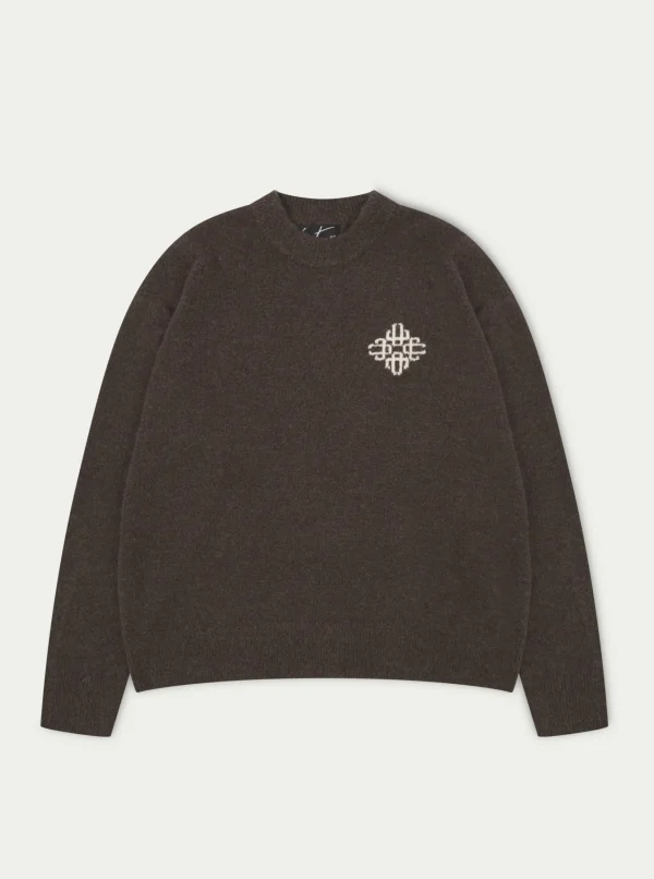 The Couture Club Lightweight Fluffy Knit Emblem Crew