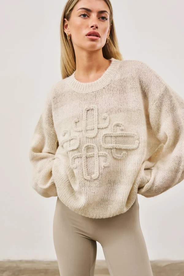 The Couture Club Lightweight Stripe Emblem Oversized Knit Jumper