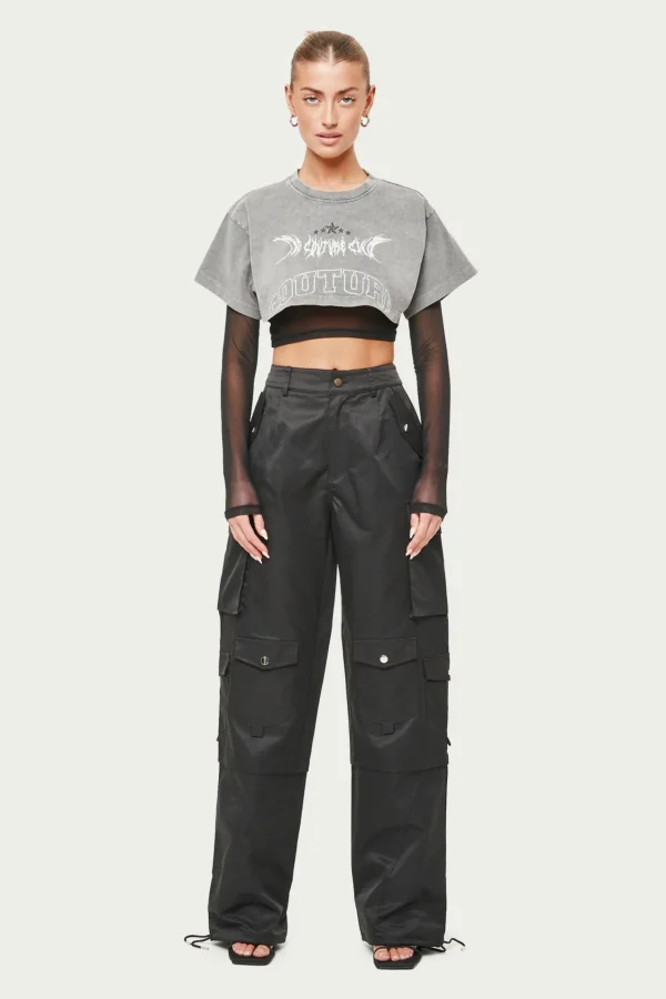 The Couture Club Oversized Tie Hem Cargo Pants