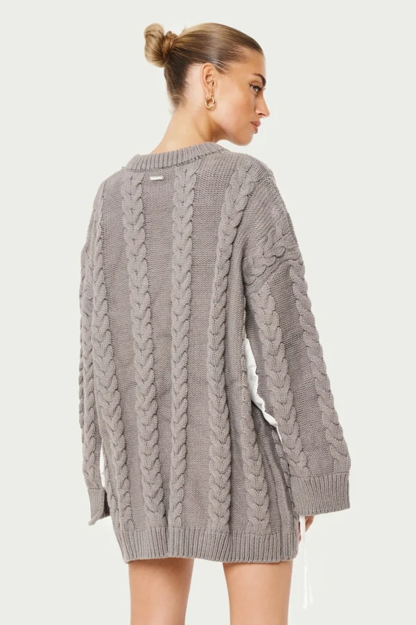 The Couture Club Poplin Panel Cable Jumper Dress