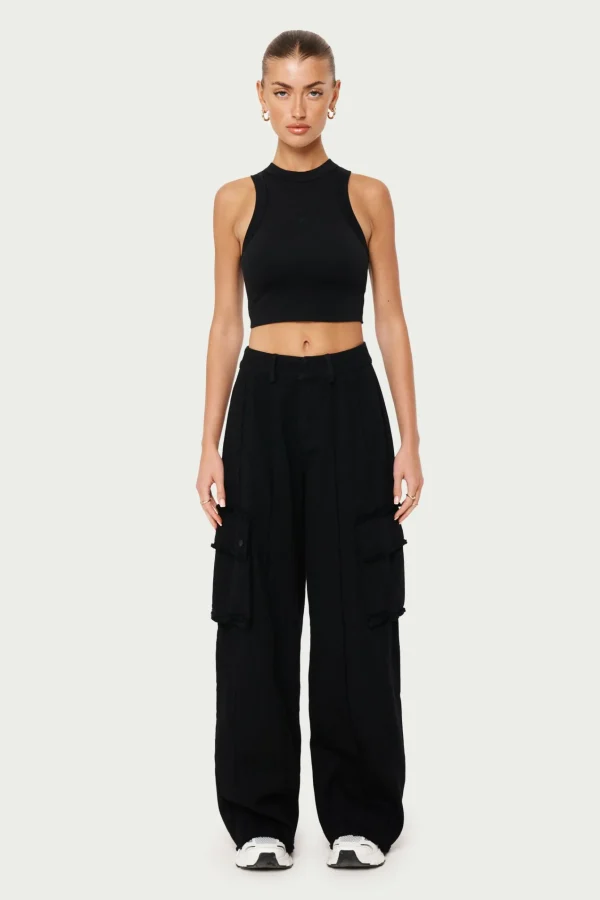 The Couture Club Raw Seam Detail Wide Leg Cargo