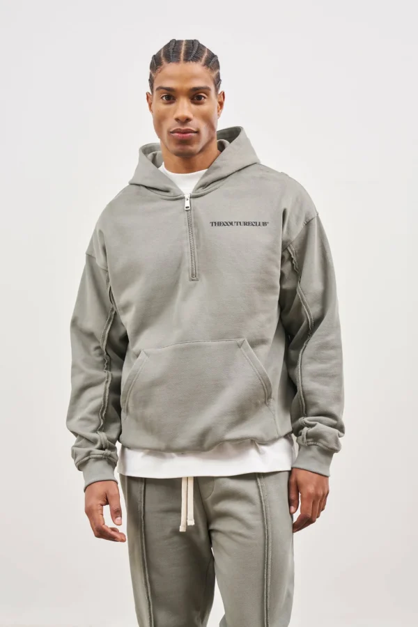 The Couture Club Raw Seam Quarter Zip Hoodie