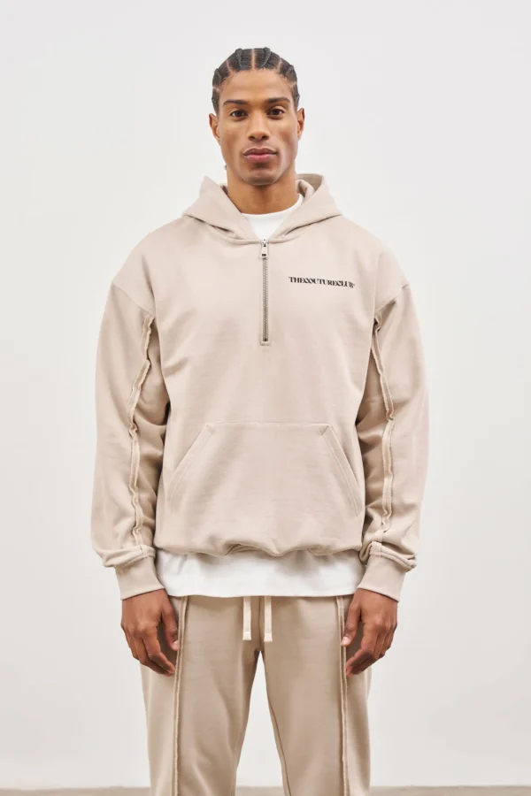 The Couture Club Raw Seam Quarter Zip Hoodie
