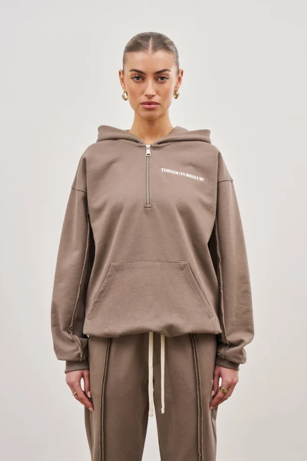 The Couture Club Raw Seam Quarter Zip Hoodie