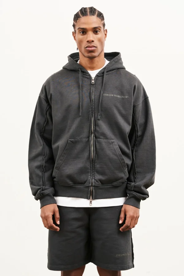 The Couture Club Raw Seam Zip Through Hoodie