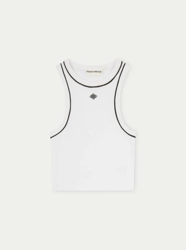 The Couture Club Rib Piped Racer Crop Top