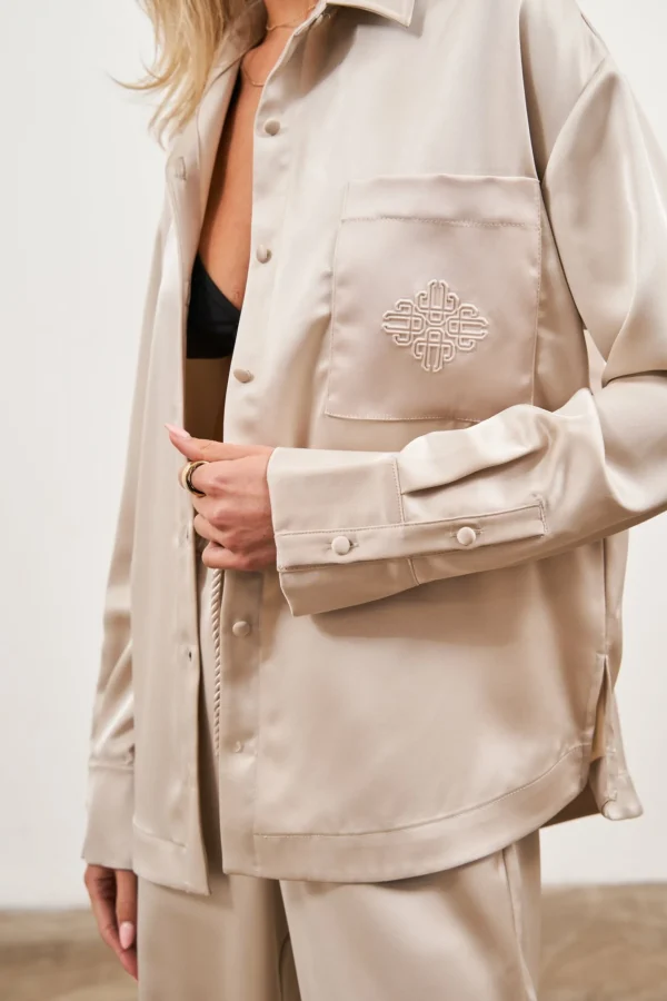 The Couture Club Satin Emblem Shirt