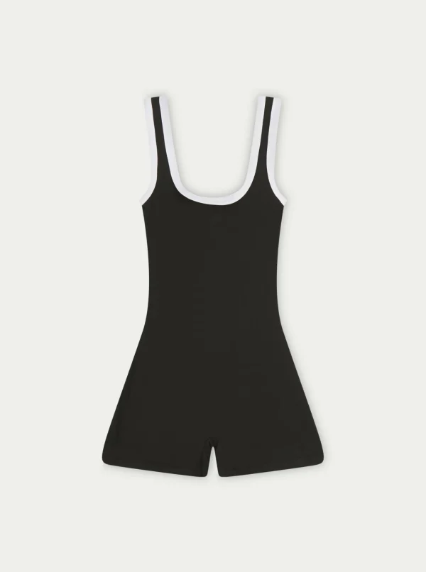 The Couture Club Sculpting Stretch Emblem Contrast Piping Unitard