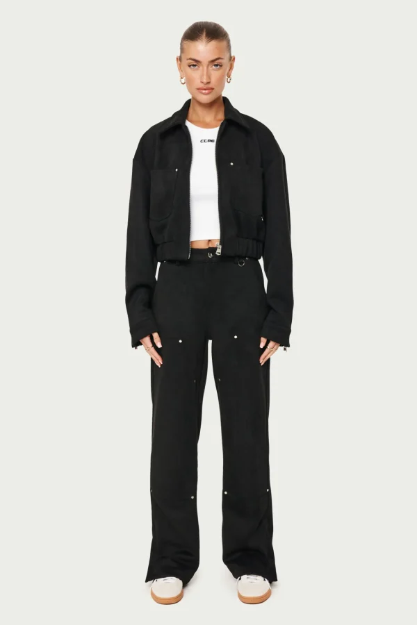 The Couture Club Suede Carpenter Straight Leg Trousers