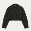 The Couture Club Suede Cropped Carpenter Bomber Jacket