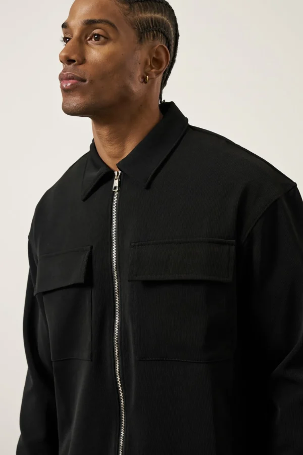 The Couture Club Technical Rib Zip Through Shacket