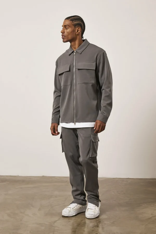 The Couture Club Technical Rib Zip Through Shacket
