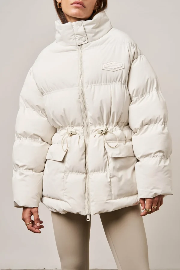 The Couture Club Tie Waist Pleated Puffer Coat