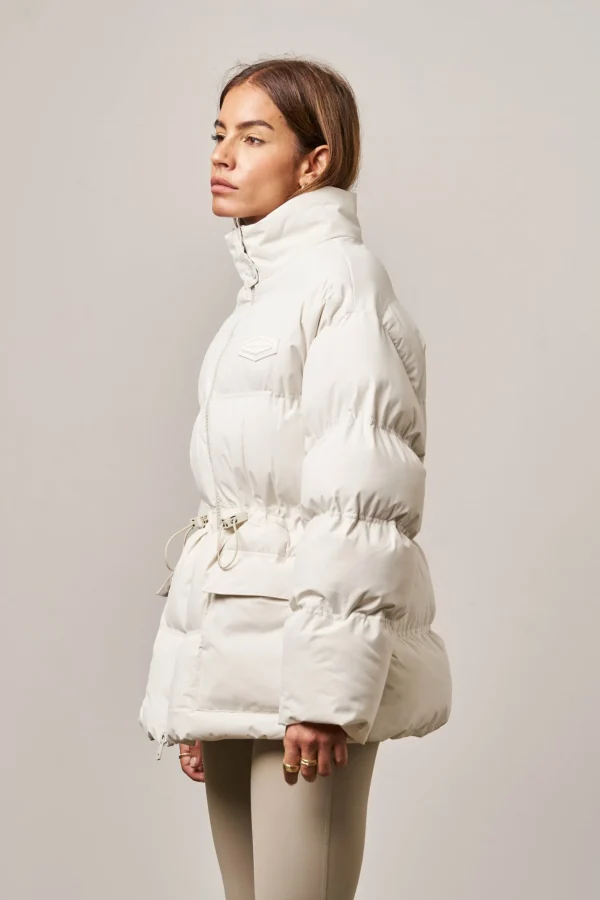 The Couture Club Tie Waist Pleated Puffer Coat