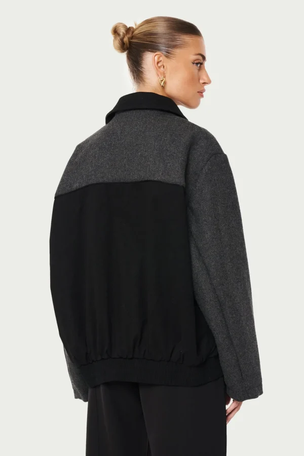 The Couture Club Tweed Panelled Bomber Jacket