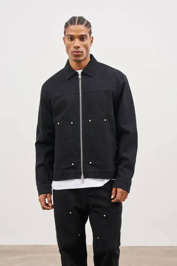 The Couture Club Twill Rivet Detail Carpenter Jacket