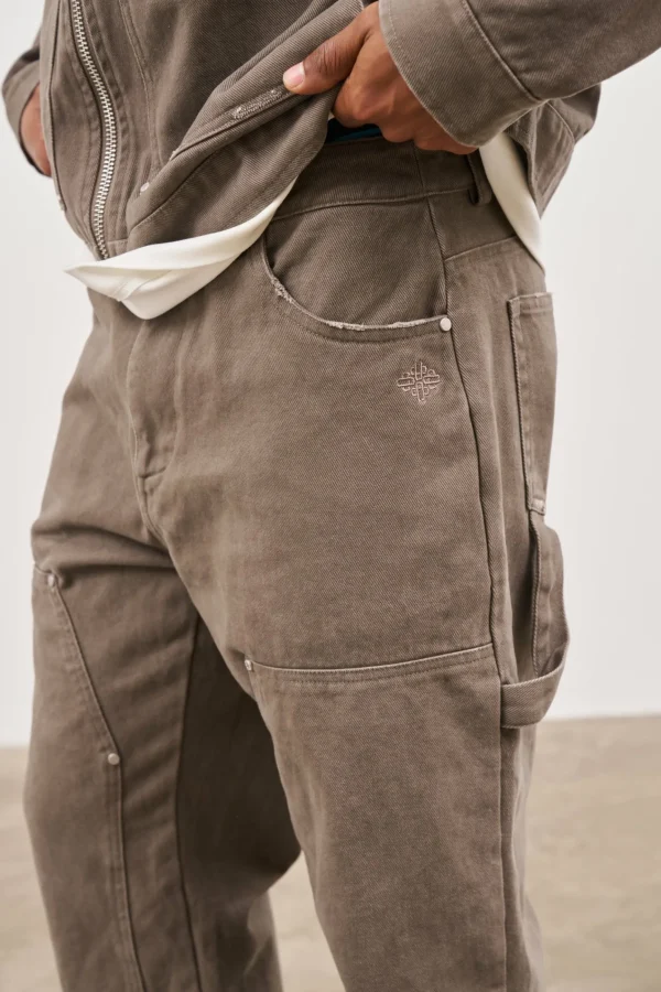 The Couture Club Twill Rivet Detail Carpenter Pant