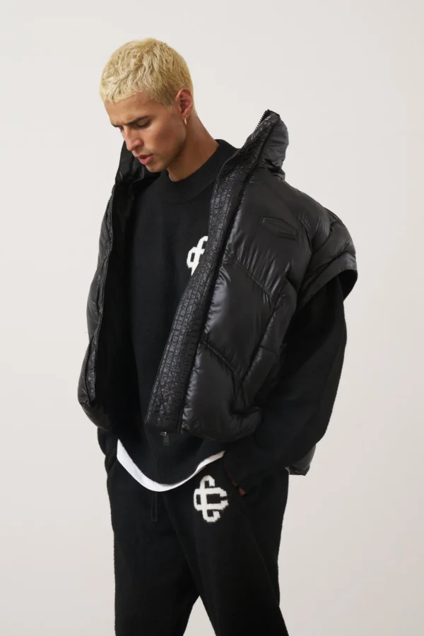 The Couture Club Zipper Sleeve Detail Puffer